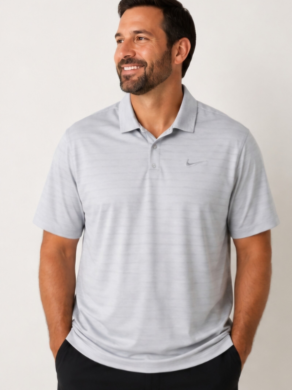 Nike Dri-FIT Men’s XL Gray Golf Polo Stretch Performance Short Sleeve Swoosh